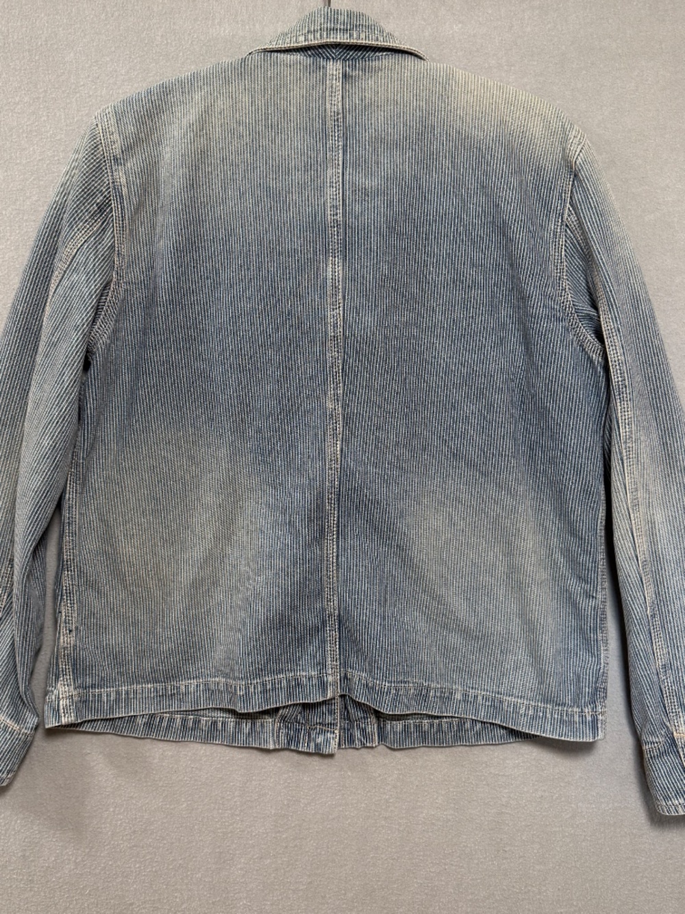 American Living Hickory Stripe Denim Chore Jacket Blue White Workwear Women XL - Picture 2 of 11